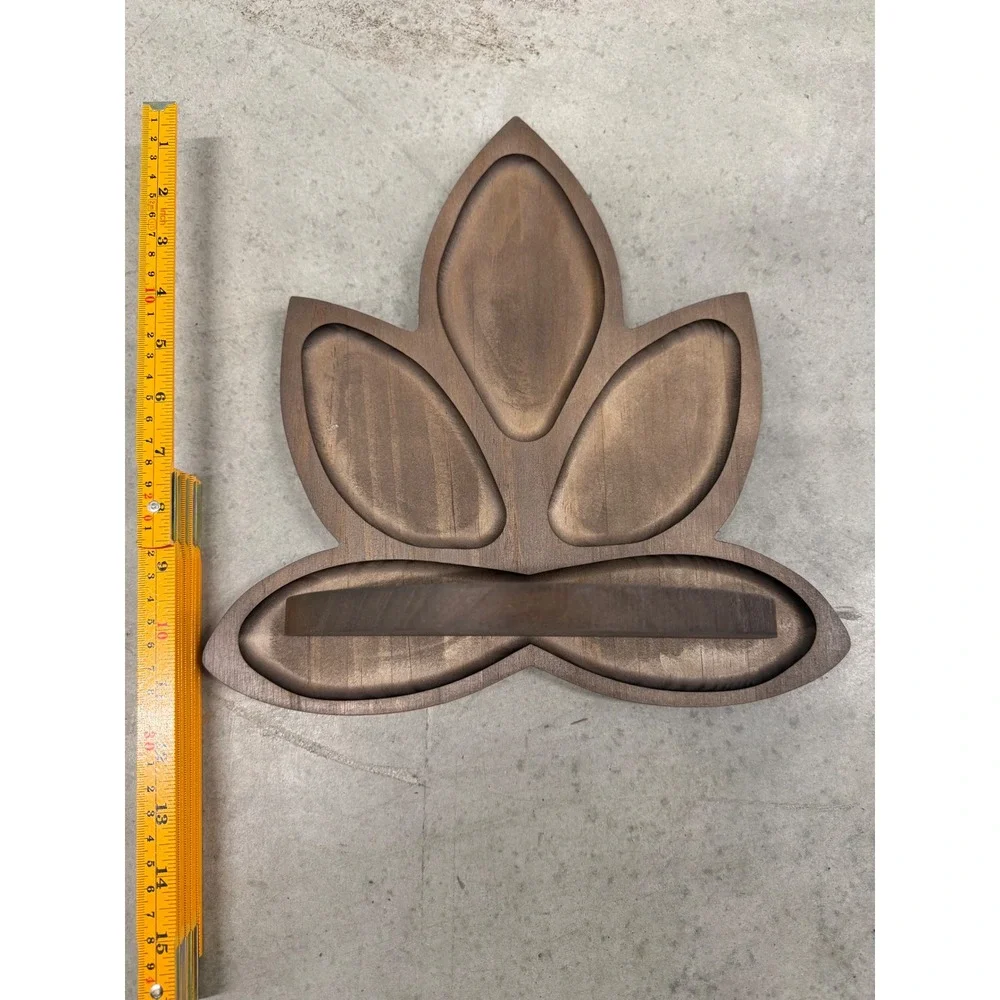 Lotus Flower Wood Wall Shelf Floating Crystal Display Boho Meditation Decor Brow